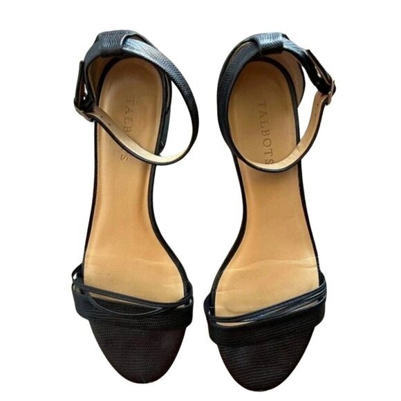 Talbots Navy Ankle-Strap Sandal Low Block Heels - Size 9.5 - Picture 1 of 9
